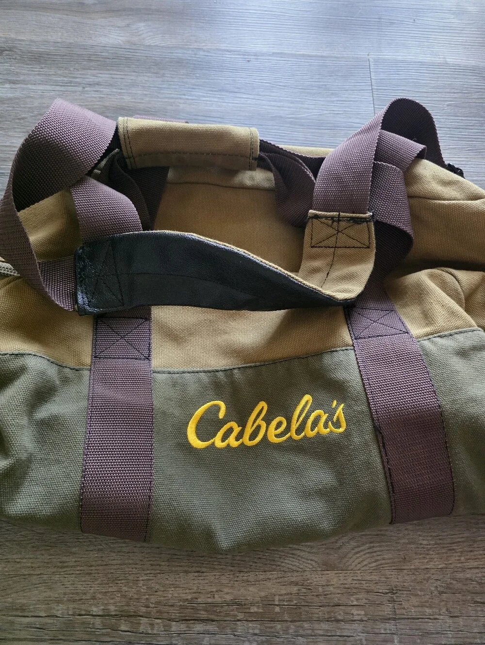 Cabela's Men's Two-Tone Canvas Duffel Bag in Tan/Olive